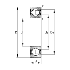深溝球軸承 61810-2RSR-Y, 根據(jù) DIN 625-1 標(biāo)準(zhǔn)的主要尺寸, 兩側(cè)唇密封